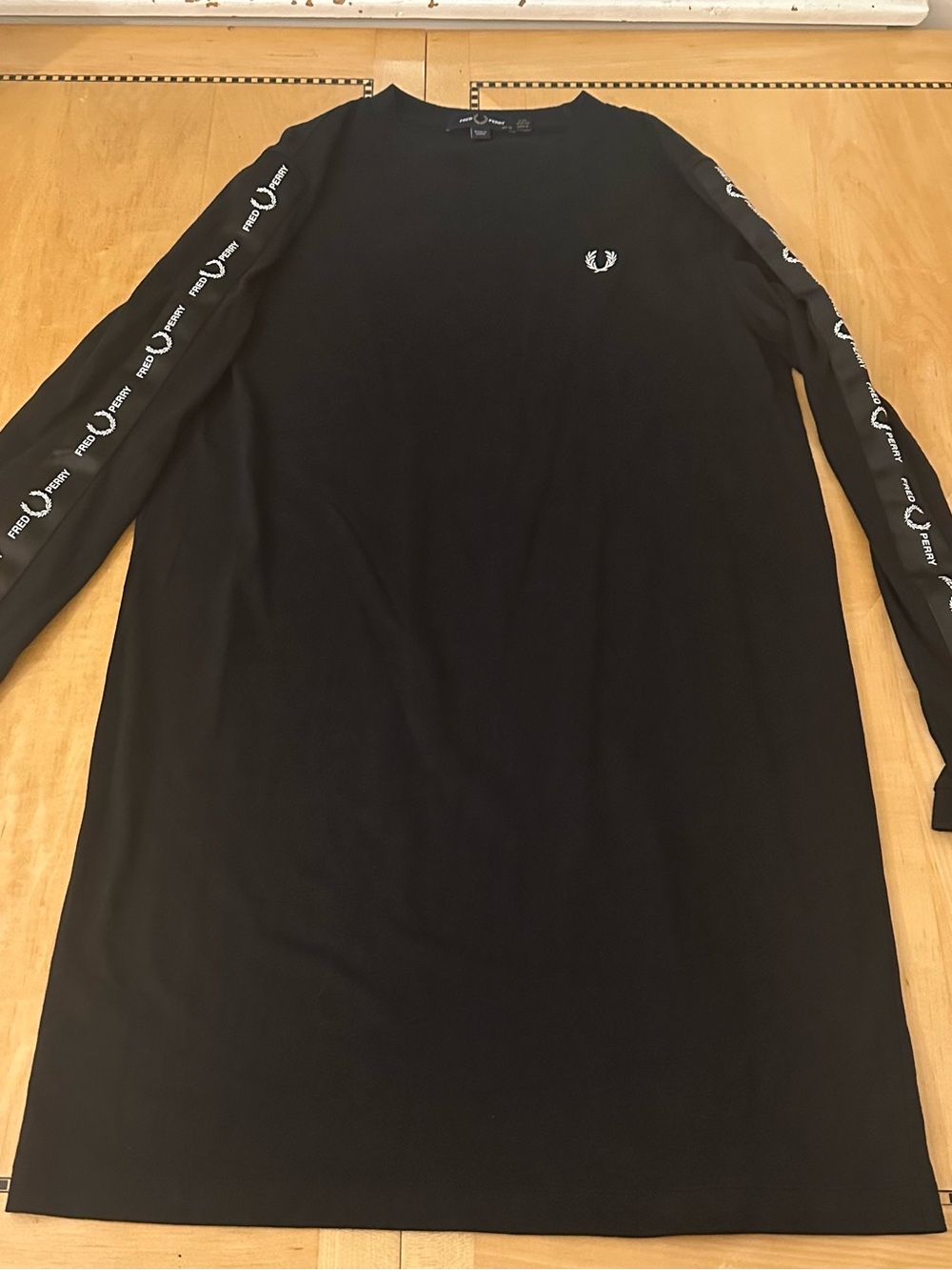 Fred Perry Black Long Sleeve Tee with Laurel Sleeve Tape